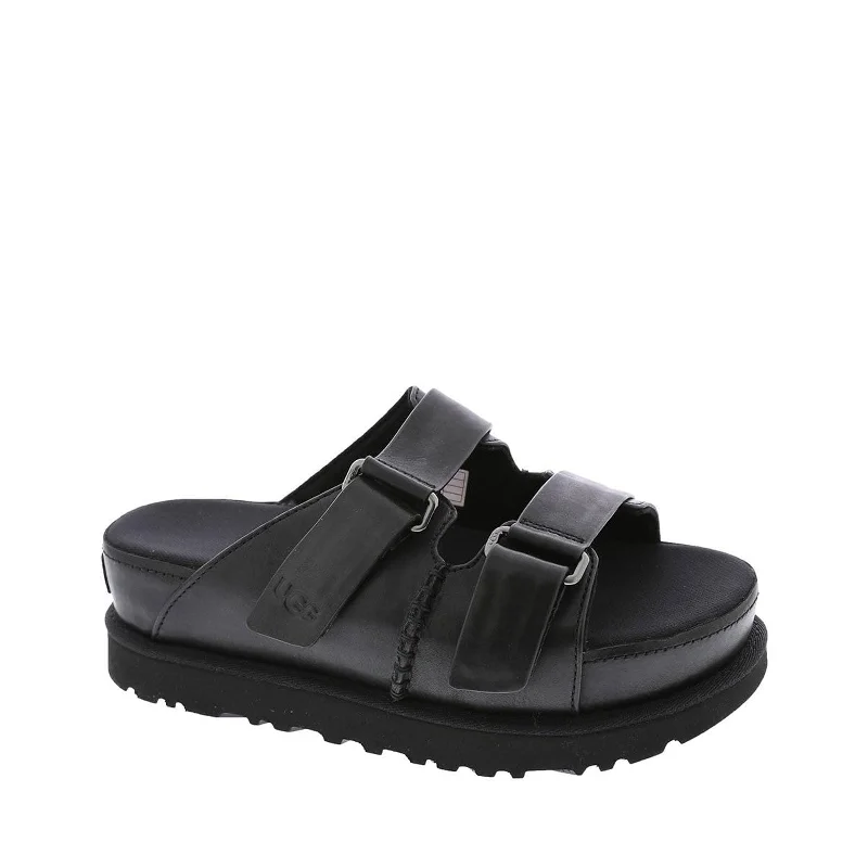 Stylish sandals for sunny trends-Women's Shoes UGG GOLDENSTAR HI SLIDE Leather Sandals 1152651 BLACK