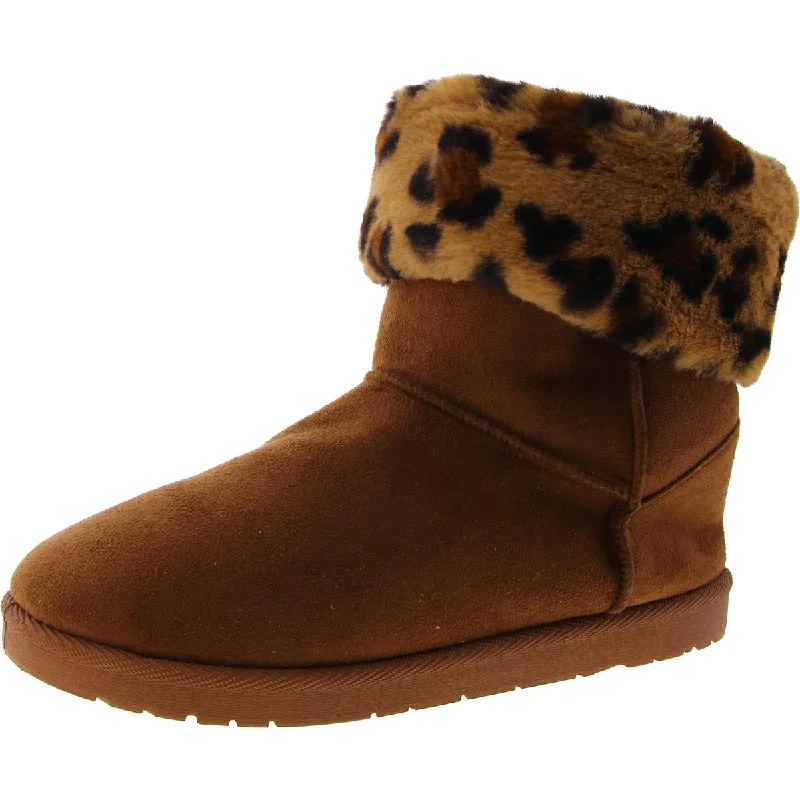 Boots with anti-fatigue tech -Olivia Miller Womens Faux Suede Round Toe Shearling Boots