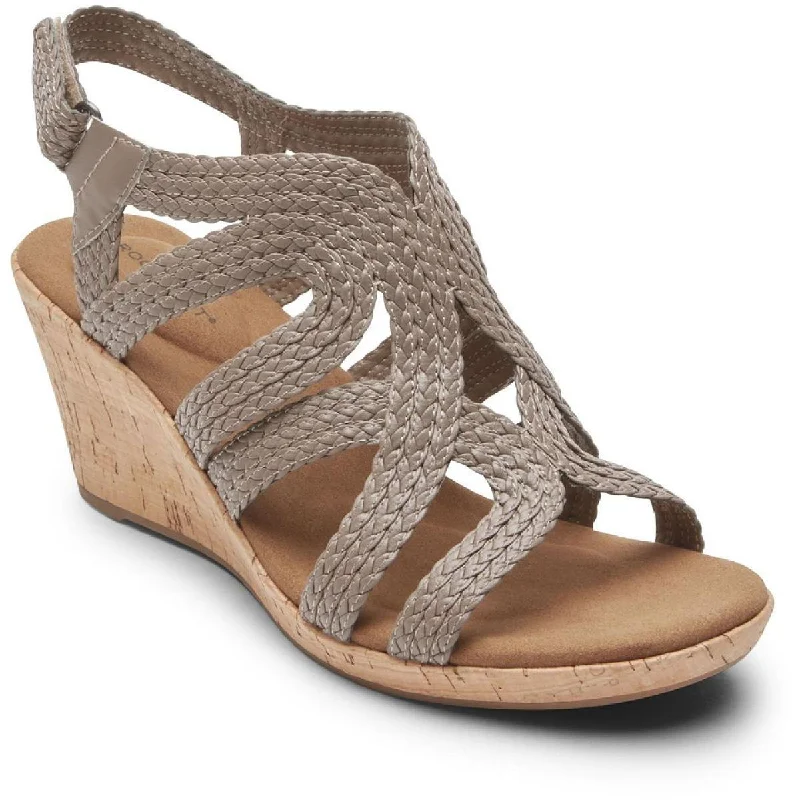 Lightweight sandals for hot strolls-Rockport Womens Briah Perforated Cork Wedge Sandals