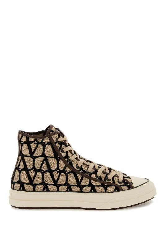 Athletic shoes for eco style -VALENTINO GARAVANI Iconographic High-Top Luxury Sneakers with Gold Detail