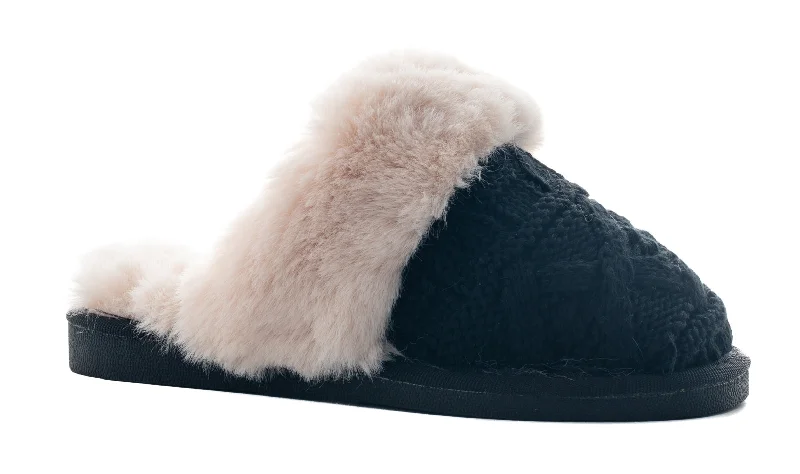 Luxury slippers for special days -Black Purl Fuzzy Slippers