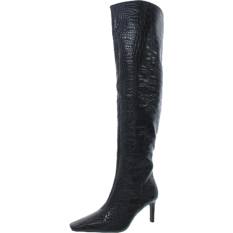 Boots for chill hangouts -MNG Womens Leather Over-The-Knee Boots