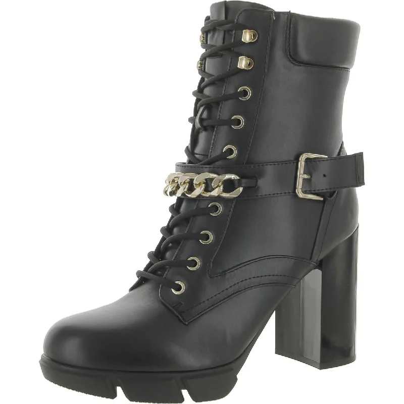 Luxury boots for events -Nine West Womens Vilage Faux Leather Embellished Combat & Lace-up Boots