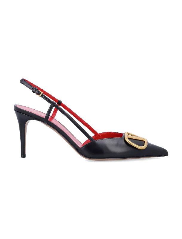 High heels with responsive foam layers -VALENTINO GARAVANI Signature Slingback Pumps with Vintage Brass Detail - 8 CM Heel