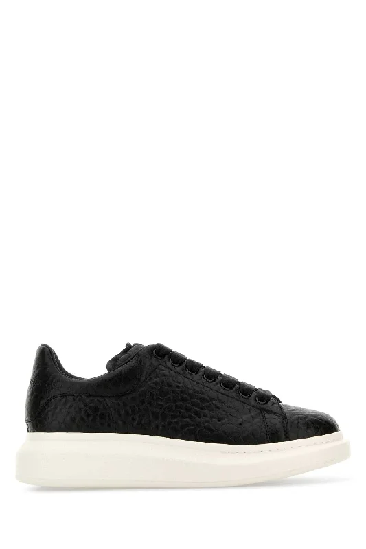 Athletic shoes with suede accents -ALEXANDER MCQUEEN Classic Leather Sneakers with Elegant Heel