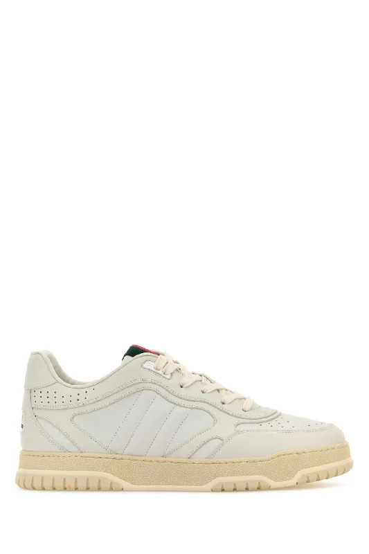 Ventilated athletic shoes for hot weather -GUCCI Men's Leather Re-Web Sneakers