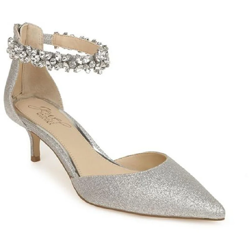 Trendy sandals for casual fun-Jewel Badgley Mischka Womens Robles Metallic Evening Kitten Heels