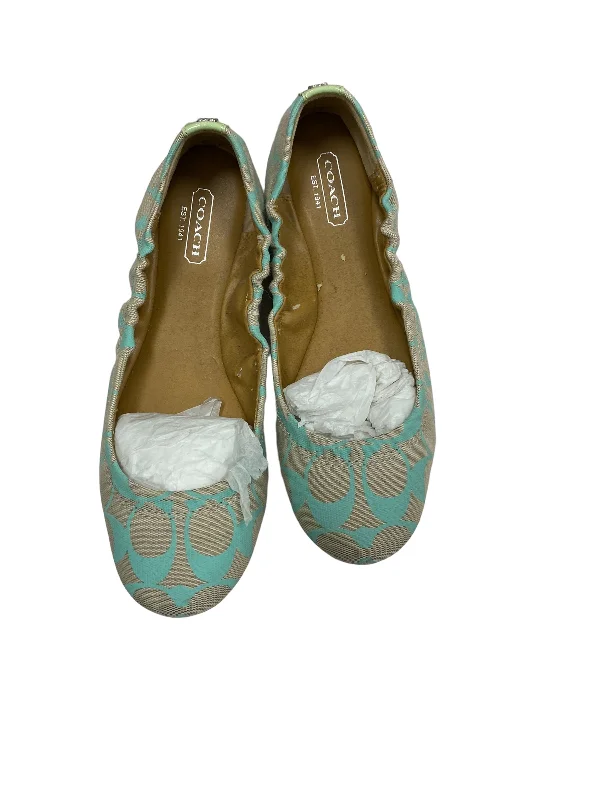 Flats for casual night events -Shoes Flats By Coach In Cream & Green, Size: 7