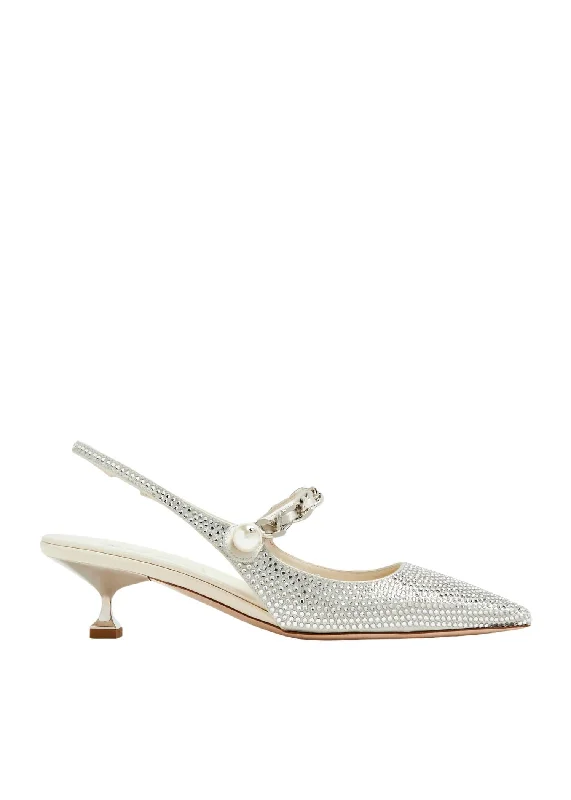 High heels with 80s retro vibes -Crystal Slingback Ballerinas Shoes In Silver