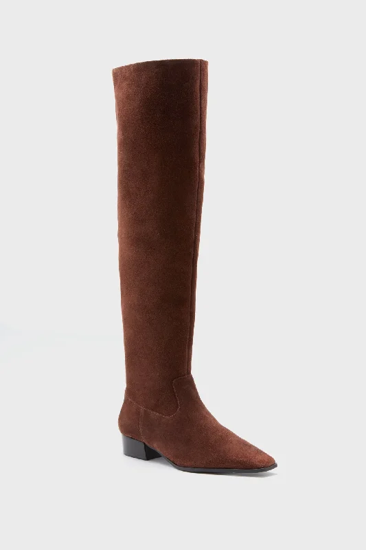 Boots for outdoor parties -Cinnamon Coffee Over the Knee Helena Boots