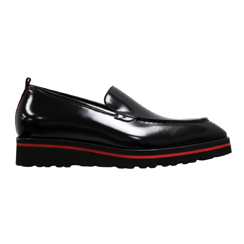 Breathable loafers for sunny trips-Valentino Deacon 19521 Men's Shoes Polished Calf-Skin Leather Slip-On Black Loafers (VAL1008)