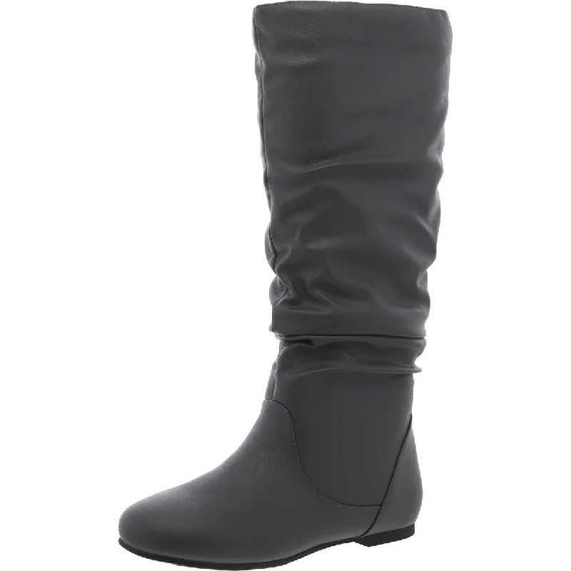 Slip-on boots for quick wear -Journee Collection Womens Faux Leather Round toe Mid-Calf Boots