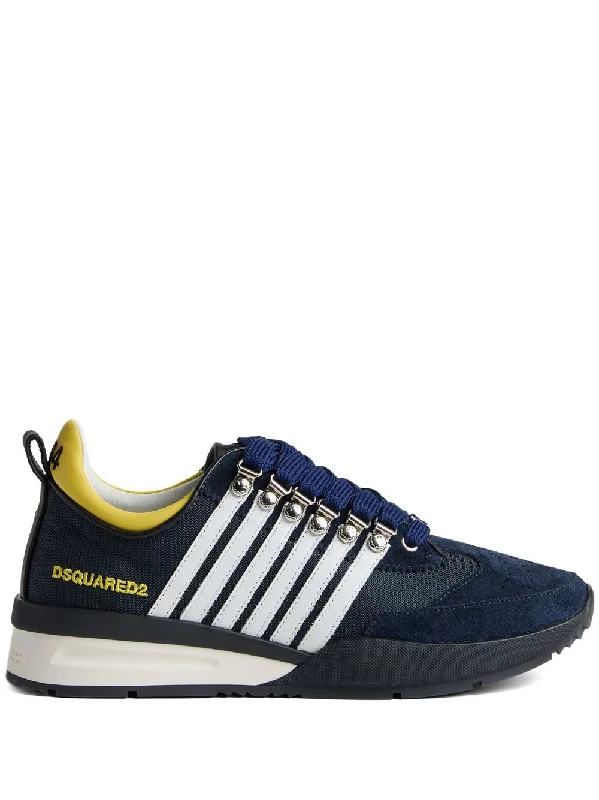 Athletic shoes for evening jogs -DSQUARED2 Stylish Striped Low-Top Sneakers for Men