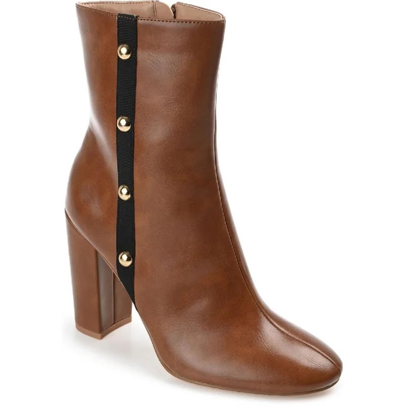 Boots with adjustable straps -Journee Collection Womens Leather Block Heel Mid-Calf Boots