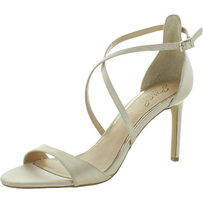 High heels with orthopedic heel support -Jewel Badgley Mischka Womens Satin Criss Cross Ankle Strap Pumps