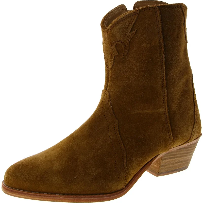 Boots with open mesh -Free People Womens Suede Block Heel Cowboy, Western Boots