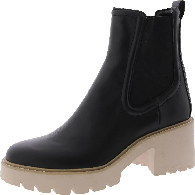 Boots with worn leather -Dolce Vita Womens Leather Lugged Sole Chelsea Boots