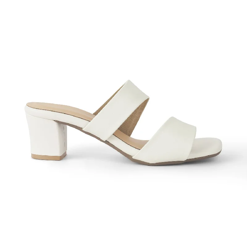 Soft sandals for summer strolls-Tresmode Dejvice White Women's Casual Block Heel Sandals