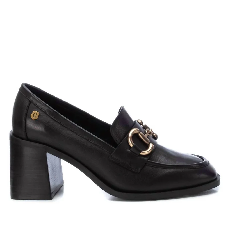 High heels with airy upper textures -Women's Leather Pumps In Black