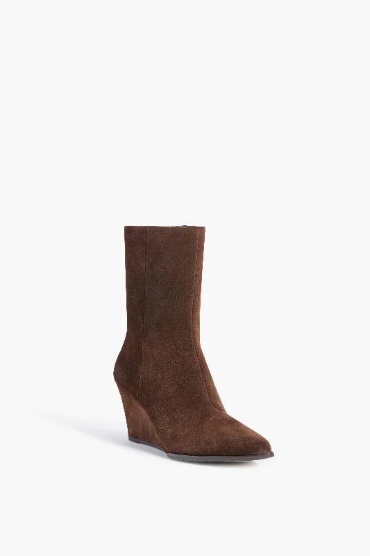 Boots for day trips -Dark Brown Suede Gwyneth Wedge Boots