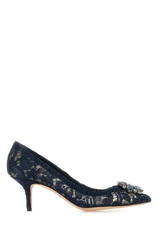 High heels for posh night walks -DOLCE & GABBANA Elegant Lace Pumps with 6.5 cm Heel Height