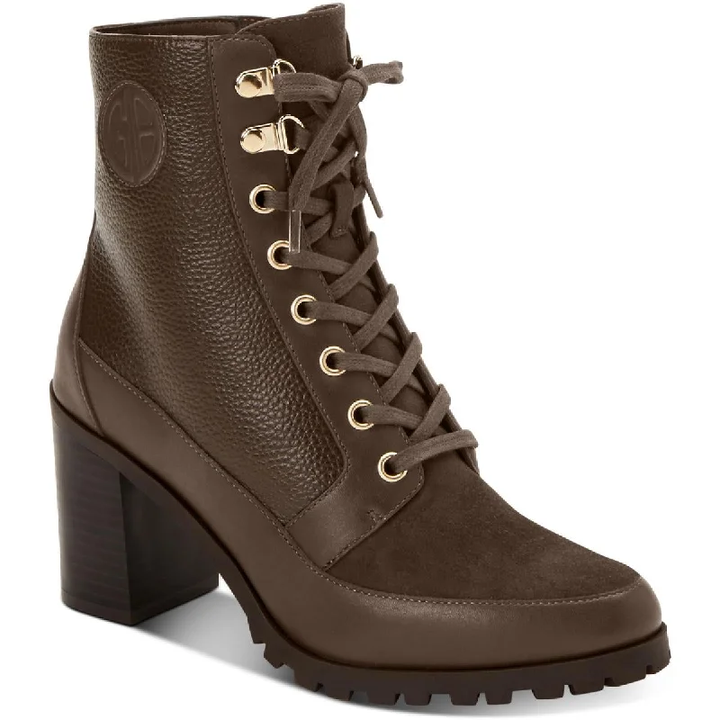 Designer boots for cold weather -Giani Bernini Womens Keeryn L Leather Ankle Combat & Lace-up Boots