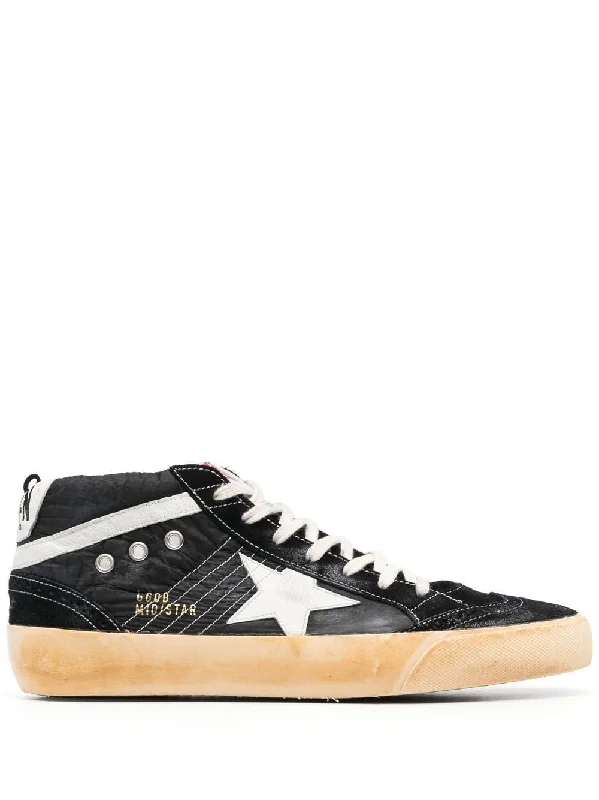 Eco-conscious athletic shoes sustainable -GOLDEN GOOSE Midstar Black Sneakers for Men- SS23 Collection