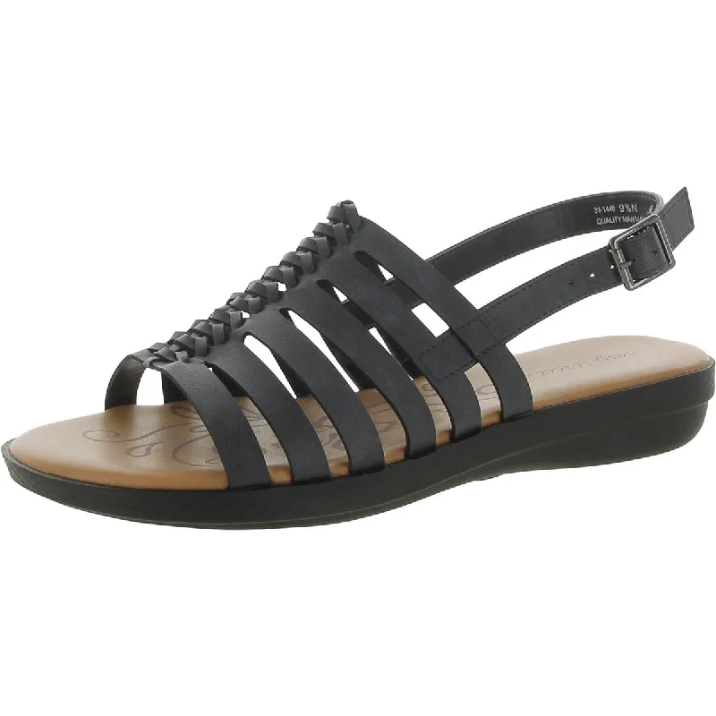 Trendy sandals for casual vibes-Easy Street Womens Ziva Faux Leather Slingback Sandals