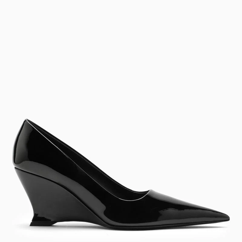 High heels for outdoor evening dinners -Ferragamo Classic Patent Leather Pumps with Pointed Design