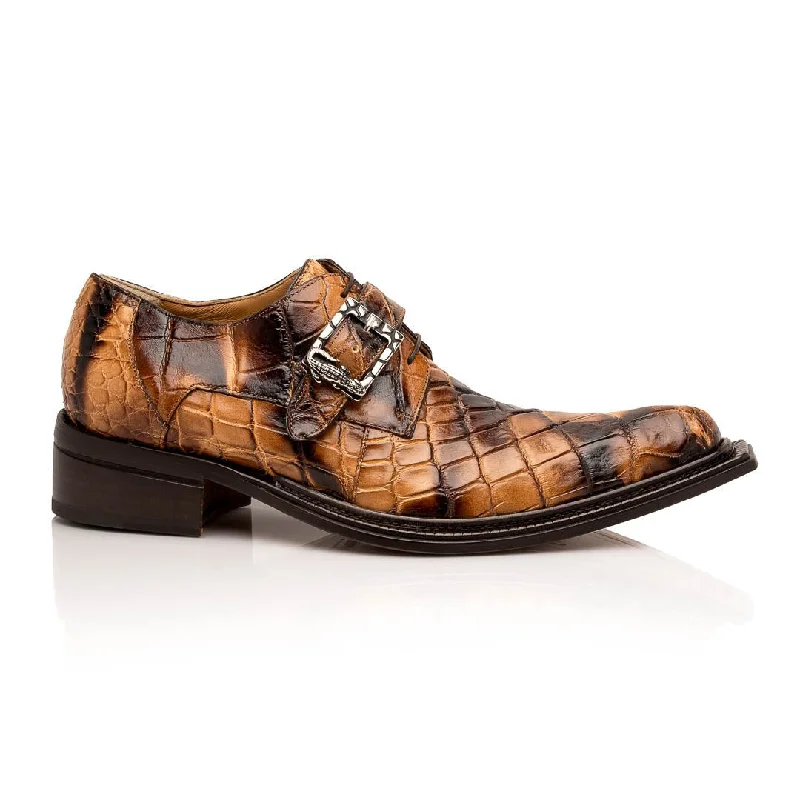 Trendy loafers for fall walks-Mauri Wanted 44166/2 Men's Shoes Exotic Alligator Single Monk-Strap / Derby Loafers (MA5639)