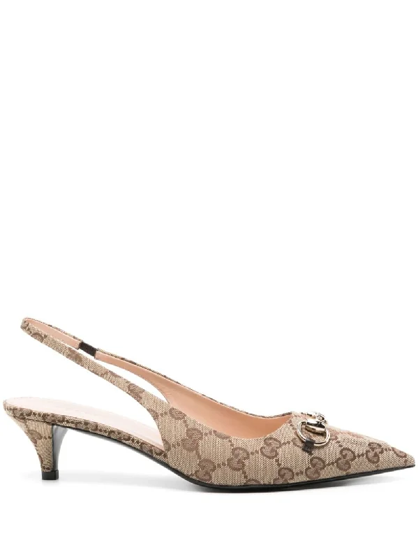 High heels with understated elegance -GUCCI Signature Slingback Pumps with Kitten Heel - 45mm