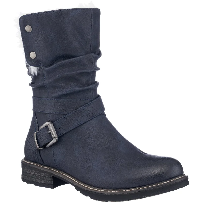 Boots for standing all day -Bailey Navy Fur Boots