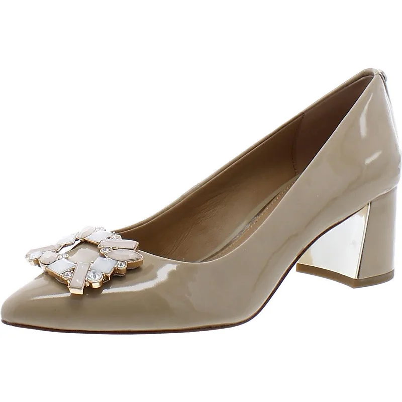 High heels with non-slip sole comfort -Donald J. Pliner Womens Suzette Patent Rhinestone Pumps