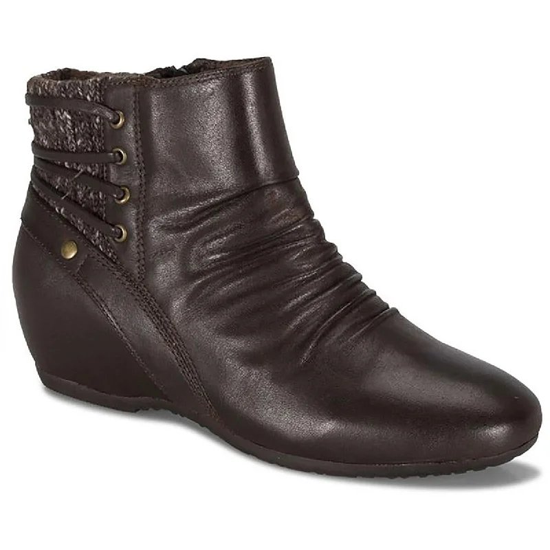 Boots with sleek leather -Baretraps Womens Peanut Faux Leather Comfort Wedge Boots