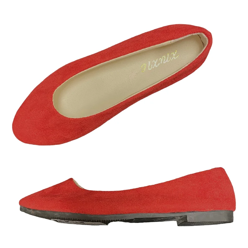 Flats for women with shin splints -Shoes Flats By XNUXIE In Red, Size: 7.5