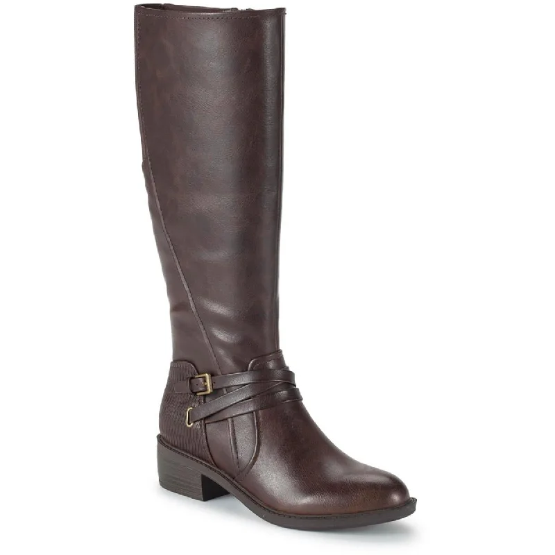 Boots with glossy leather -Baretraps Womens STRATFORD Faux Leather Wide Calf Knee-High Boots