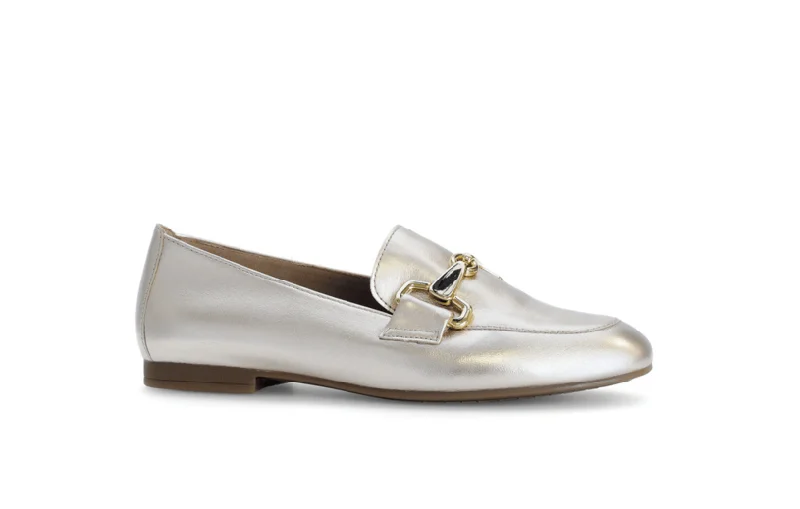 Trendy loafers for fall hikes-Jangle Metallic Gold Loafers