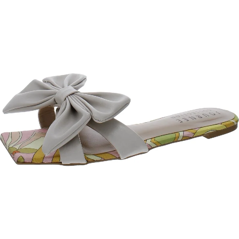 Soft sandals for warm walks-Journee Collection Womens Faux Leather Cushioned Footbed Slide Sandals