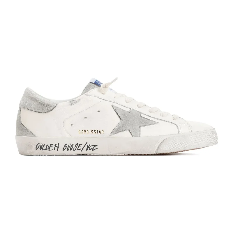 Athletic shoes with perforated top -GOLDEN GOOSE Men's Vintage-Effect Leather Super Star Sneakers