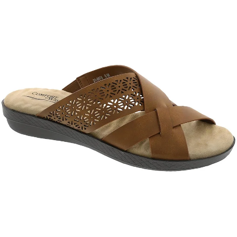 Lightweight sandals for sunny hikes-Easy Street Womens Coho Faux Leather Slide Sandals