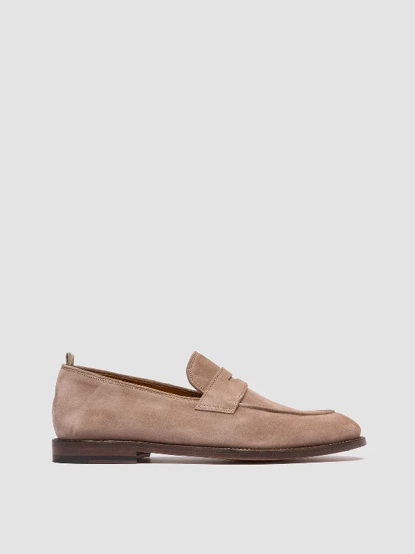 Cushioned loafers for ankle support-OPERA 001 - Taupe Suede Penny Loafers