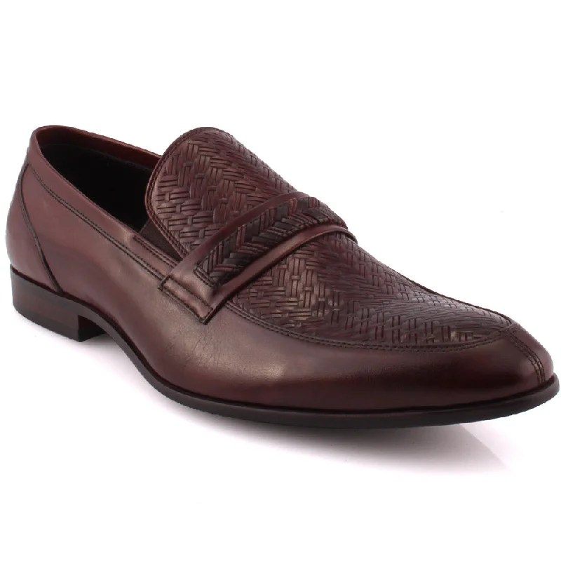 Cushioned loafers for foot relief-Men “HUDSON” Textured Penny Loafers