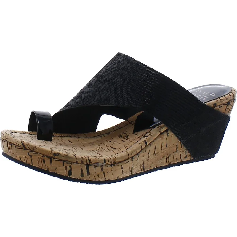 Breathable sandals for cool nights-Donald J. Pliner Womens GYER Leather Slip On Wedge Sandals