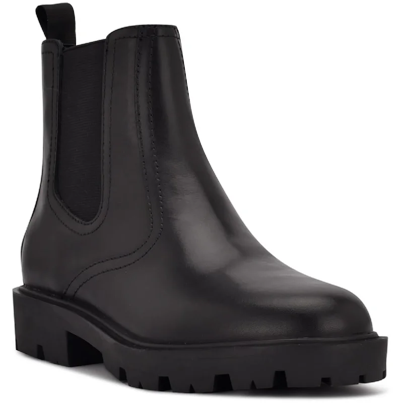 Boots with shiny leather -Nine West Womens Yullon 3 Pull On Faux Leather Chelsea Boots