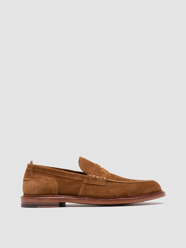 Lightweight loafers for warm walks-SAX 001 - Brown Suede Penny Loafers