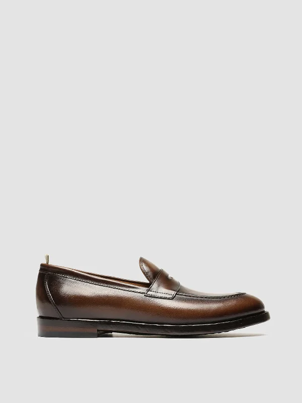 Best loafers for sweaty heels-TULANE 002 - Brown Leather Penny Loafers