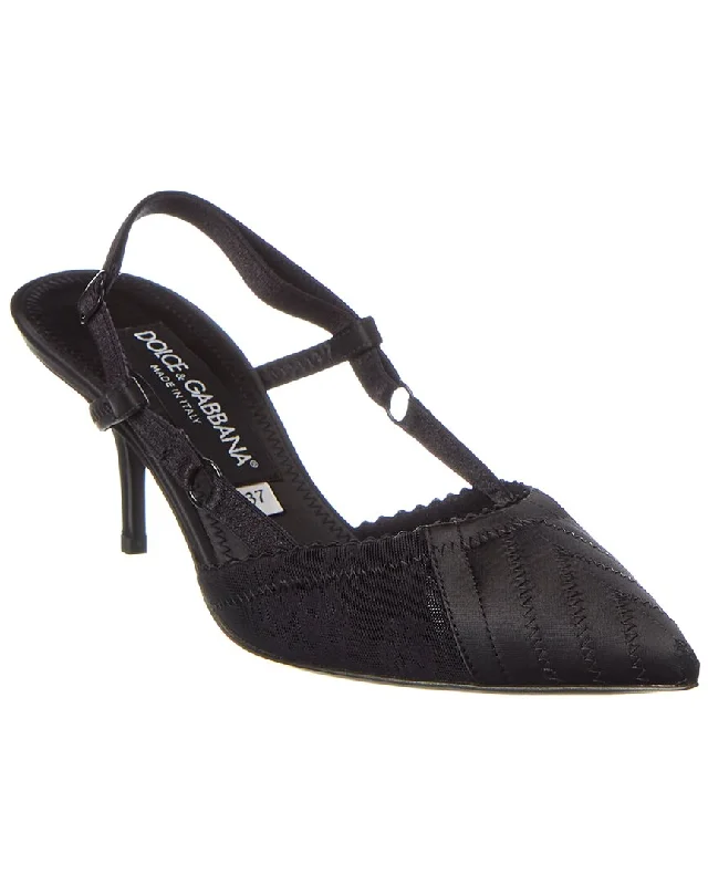 High heels for casual night dinners -Dolce & Gabbana Corset Satin Slingback Pump