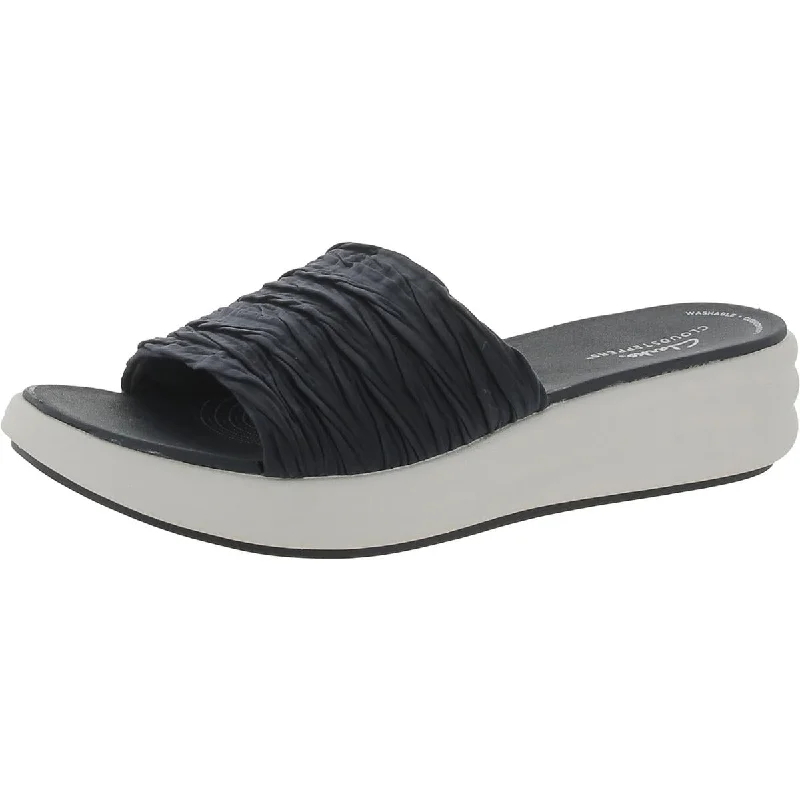 Lightweight sandals for breezy nights-Cloudsteppers by Clarks Womens Textured Round Toe Slide Sandals