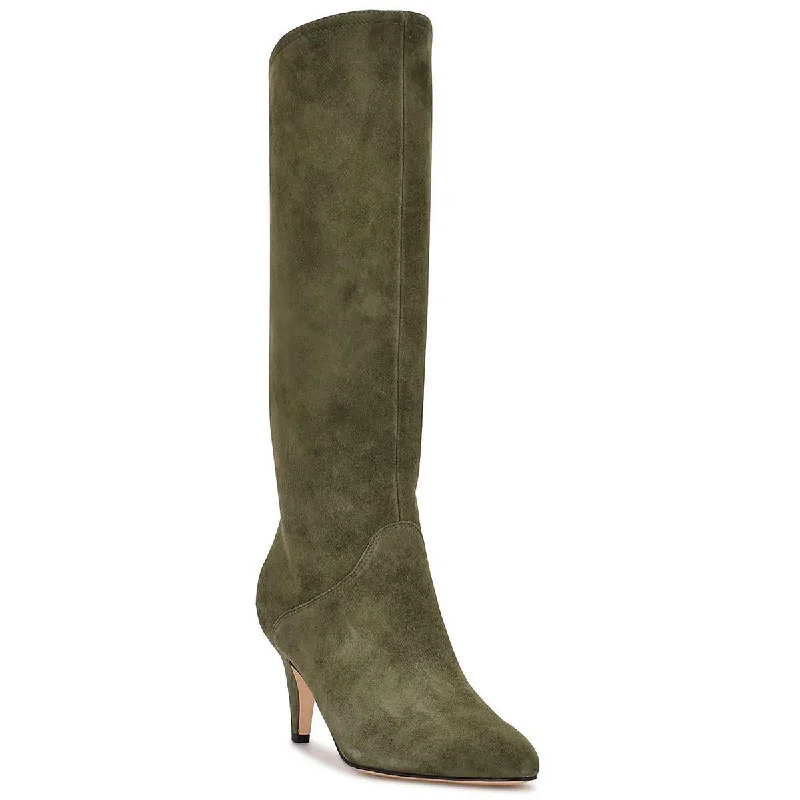 Lightweight boots for summer hikes -Nine West Womens Buyah Suede Pull On Mid-Calf Boots