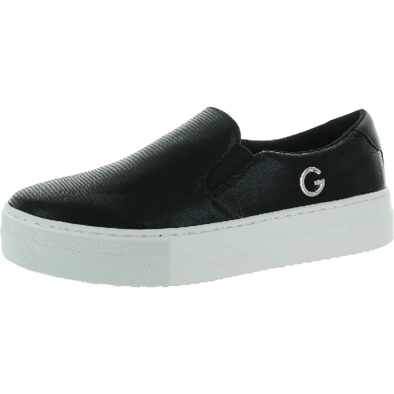 Athletic shoes for quick jogs -GBG Los Angeles Womens Paysyn  Faux Leather Logo Slip-On Sneakers